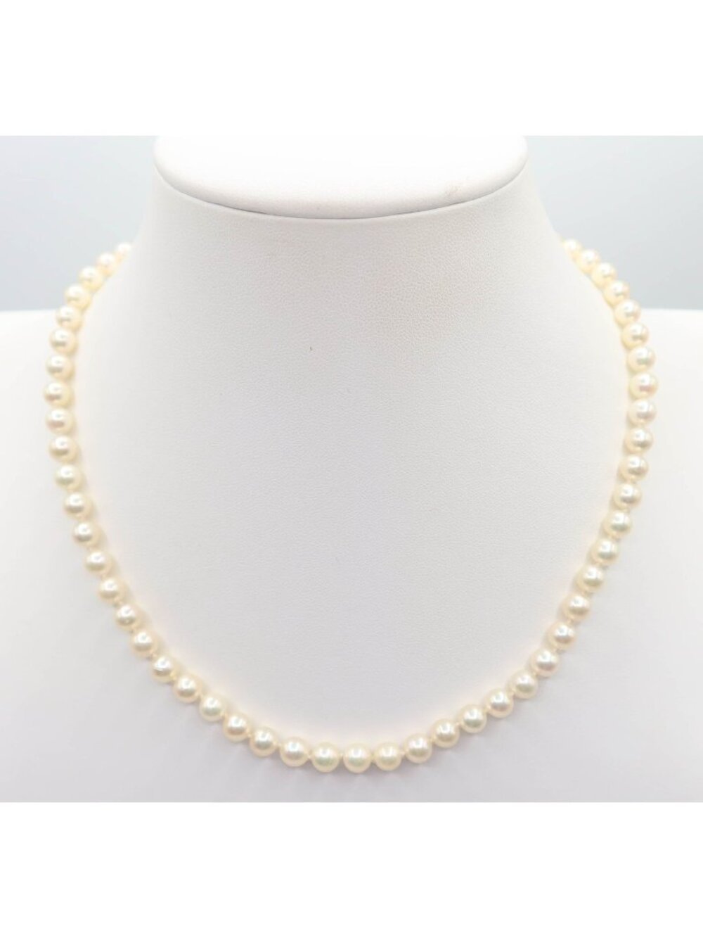 Vintage Faux Pearl Knotted Choker Necklace w/ Fish Hook Closure Classic Elegant
